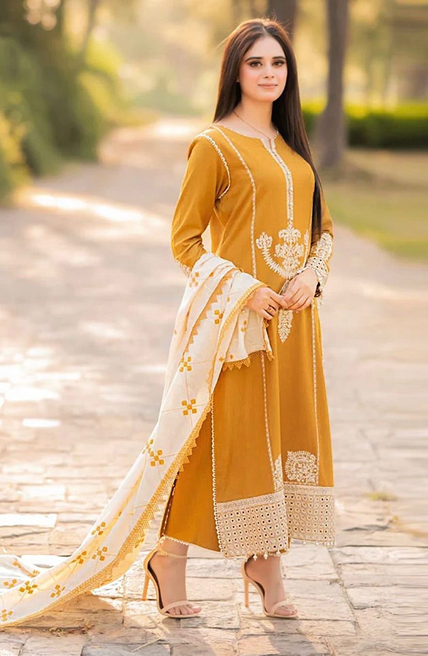 Dhanak 3-Piece Embroidered Winter Suit with Shawl – Premium Fabric & Stylish Design