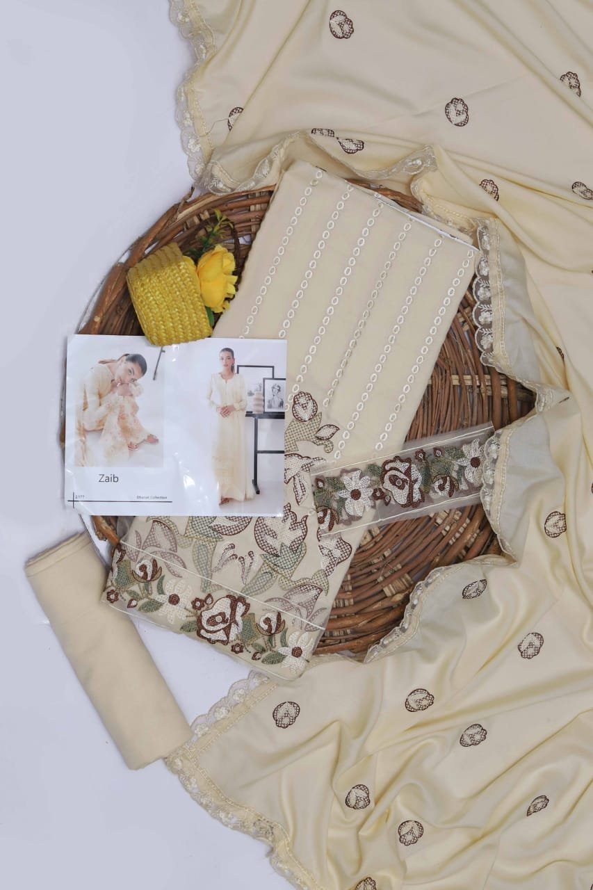 Maria B Dhank Winter Suit – Heavy Multi-Head Embroidered Women’s Outfit with Wool Shawl