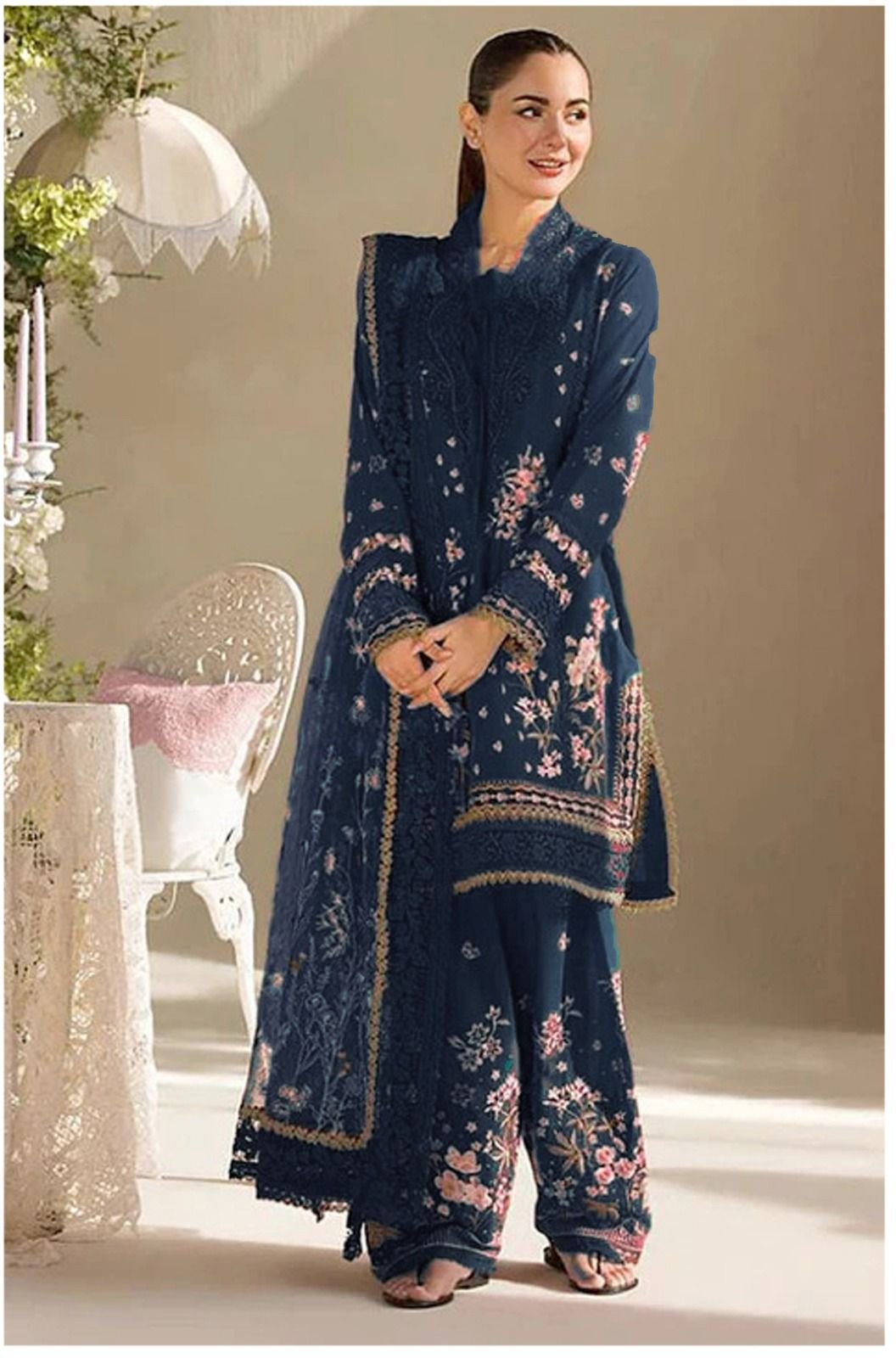 DHANAK 3-Piece Heavy Embroidered Designer Outfit