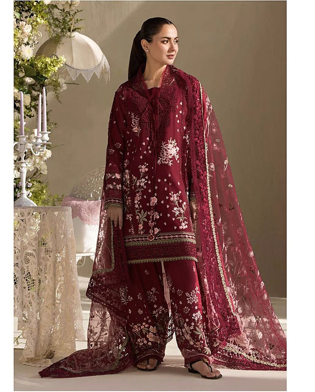 DHANAK 3-Piece Heavy Embroidered Designer Outfit