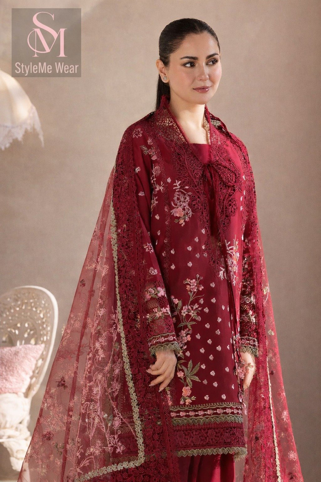 DHANAK 3-Piece Heavy Embroidered Designer Outfit