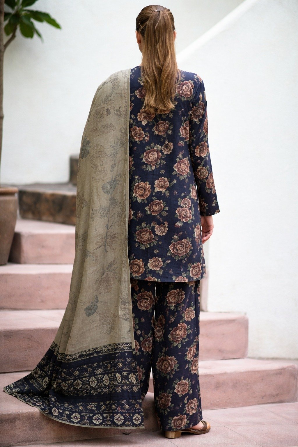 Lawn Digital Print 3-Piece Suit with Lawn Voil Dupatta & Organza Patches