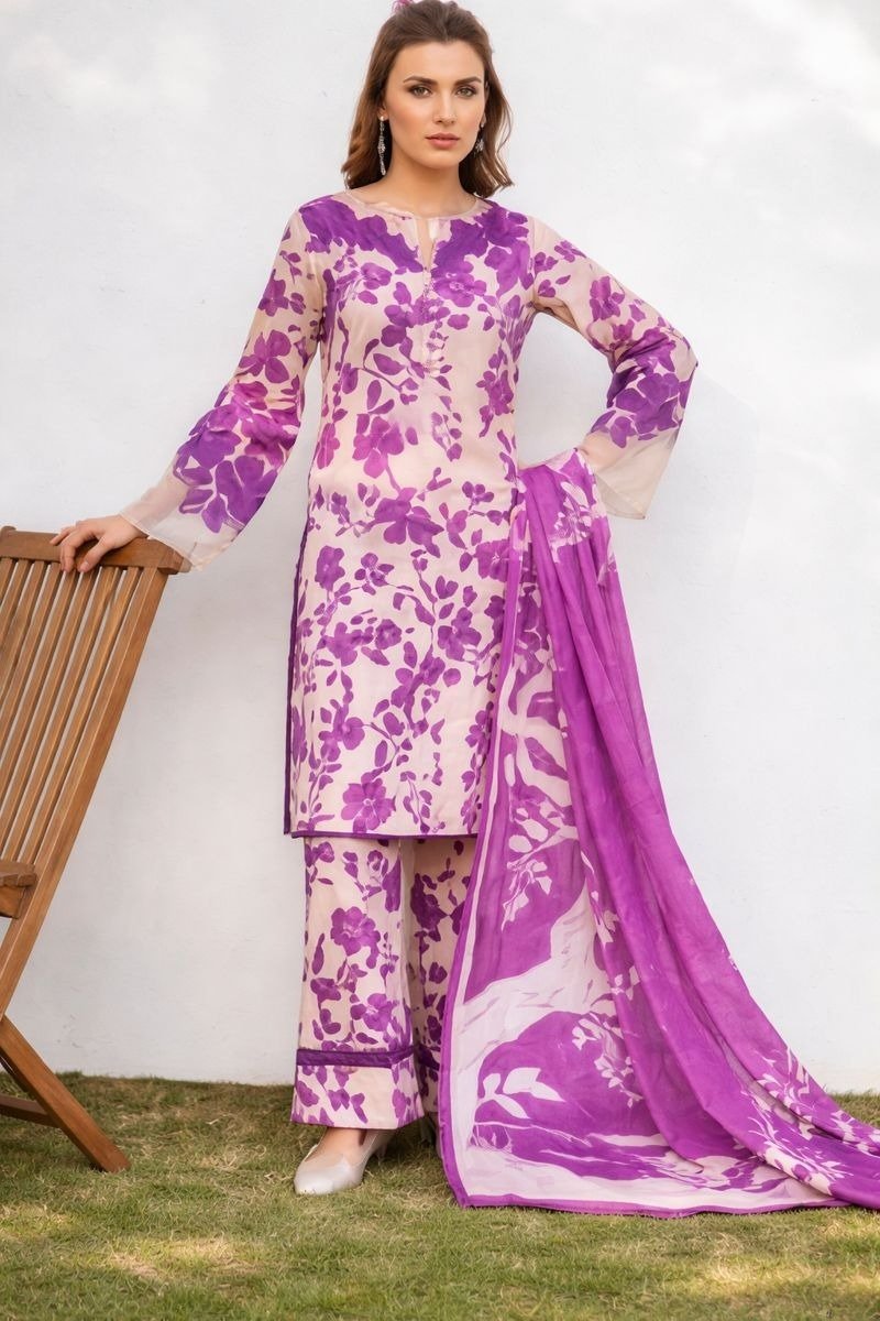 LAWN Digital Print 3pc Suit with Ready-to-Wear Embroidered Lawn Dupatta
