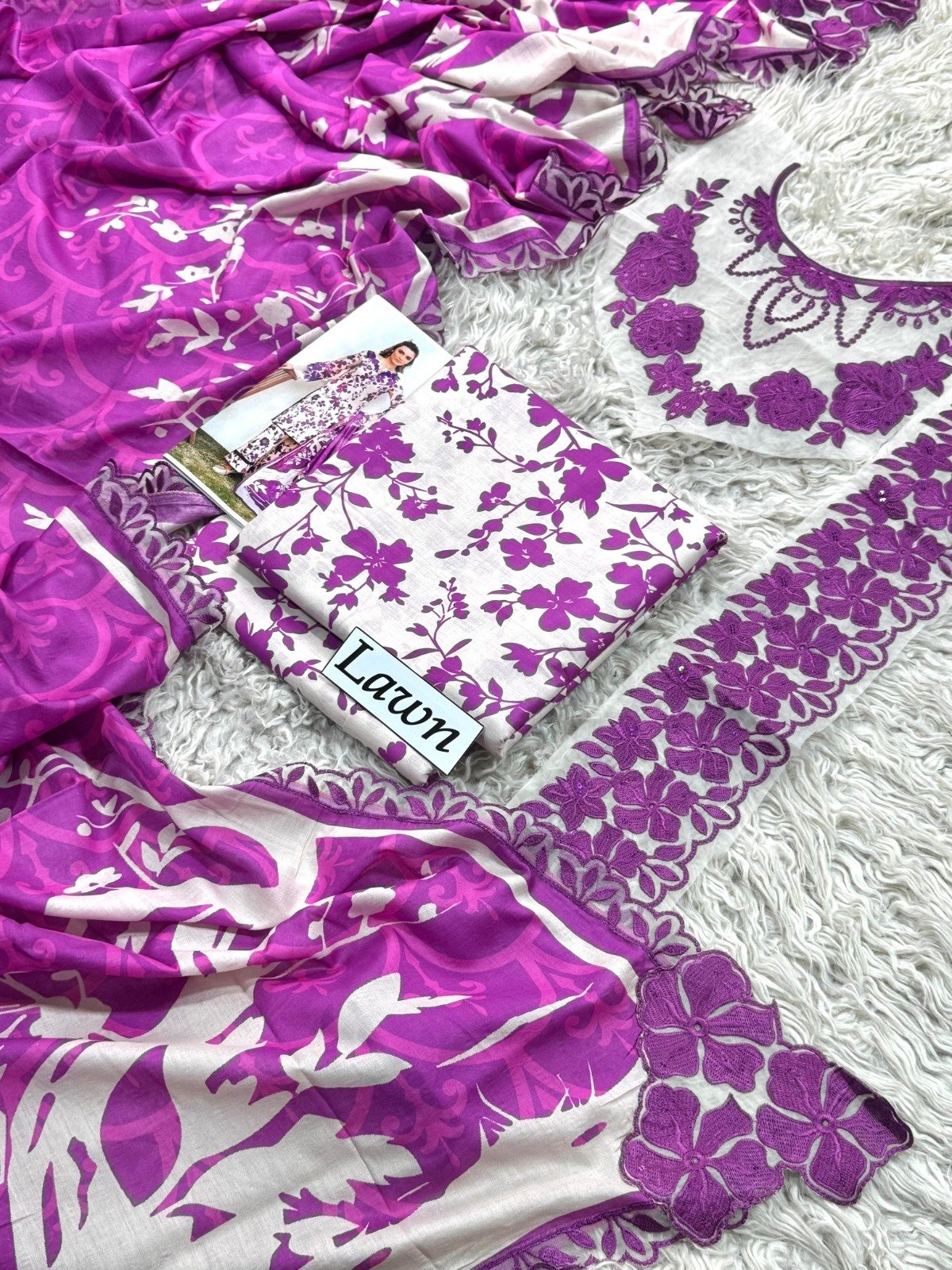 LAWN Digital Print 3pc Suit with Ready-to-Wear Embroidered Lawn Dupatta