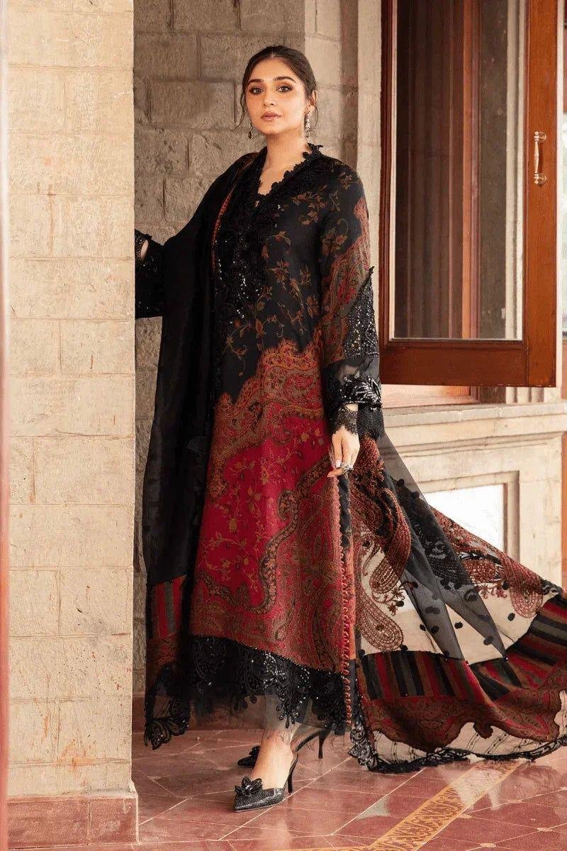 Asifa & Nabeel Lawn 3-Piece Suit – Design YKL25-05 with Embroidered Chiffon Dupatta