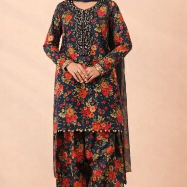 Luxury Lawn Digital Print 3-Piece Suit with Chiffon Embroidered Dupatta