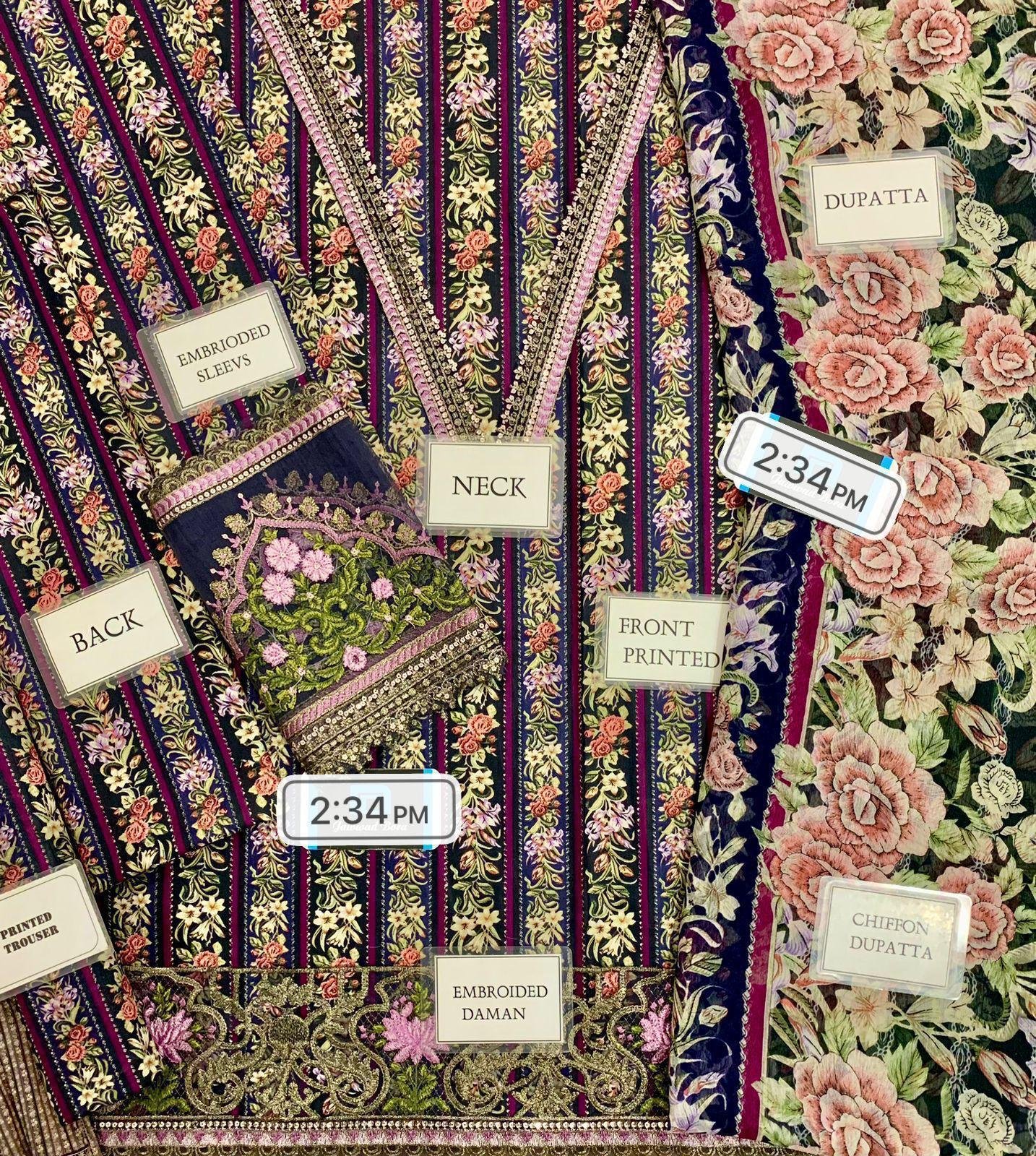 Lawn Collection 3-Piece Suit with Heavy Embroidered Sequin Work