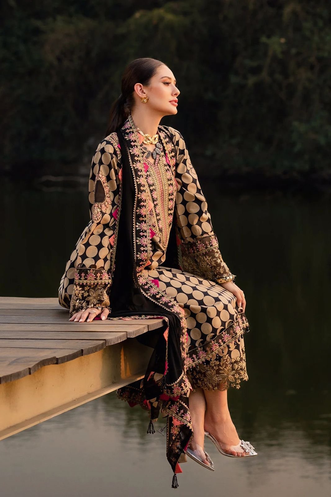 Unstitch Replica Lawn 3-Piece Suit with Chiffon Embroidered Dupatta