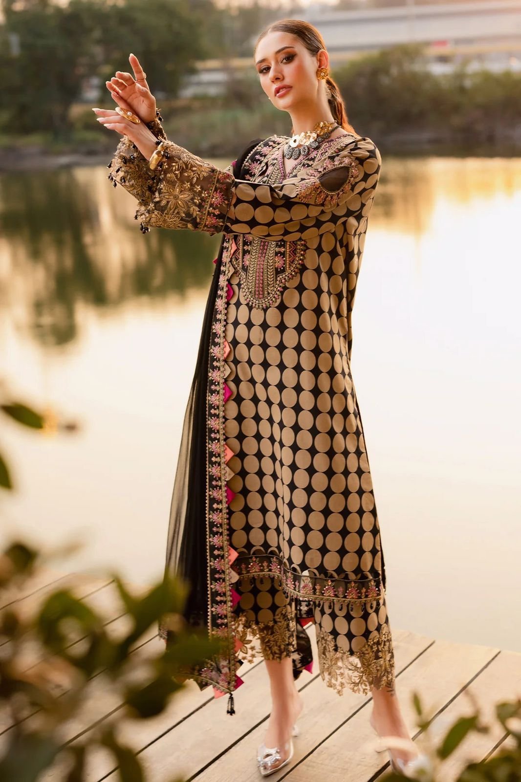 Unstitch Replica Lawn 3-Piece Suit with Chiffon Embroidered Dupatta