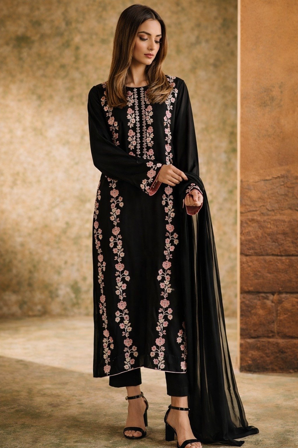 Mix Brands Embroidered Lawn 3-Piece Suit with Digital Diamond & Embroidered Dupatta