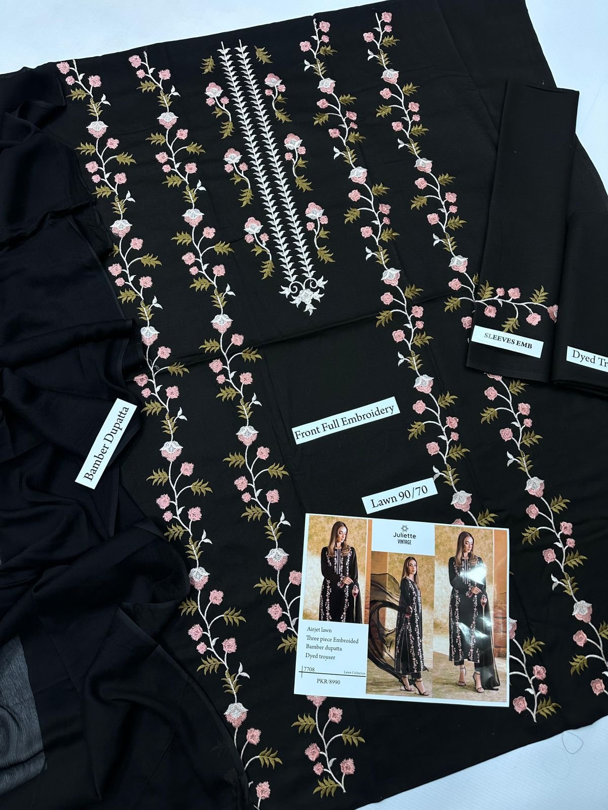 Mix Brands Embroidered Lawn 3-Piece Suit with Digital Diamond & Embroidered Dupatta