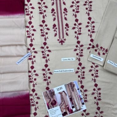 Mix Brands Embroidered Lawn 3-Piece Suit with Digital Diamond & Embroidered Dupatta