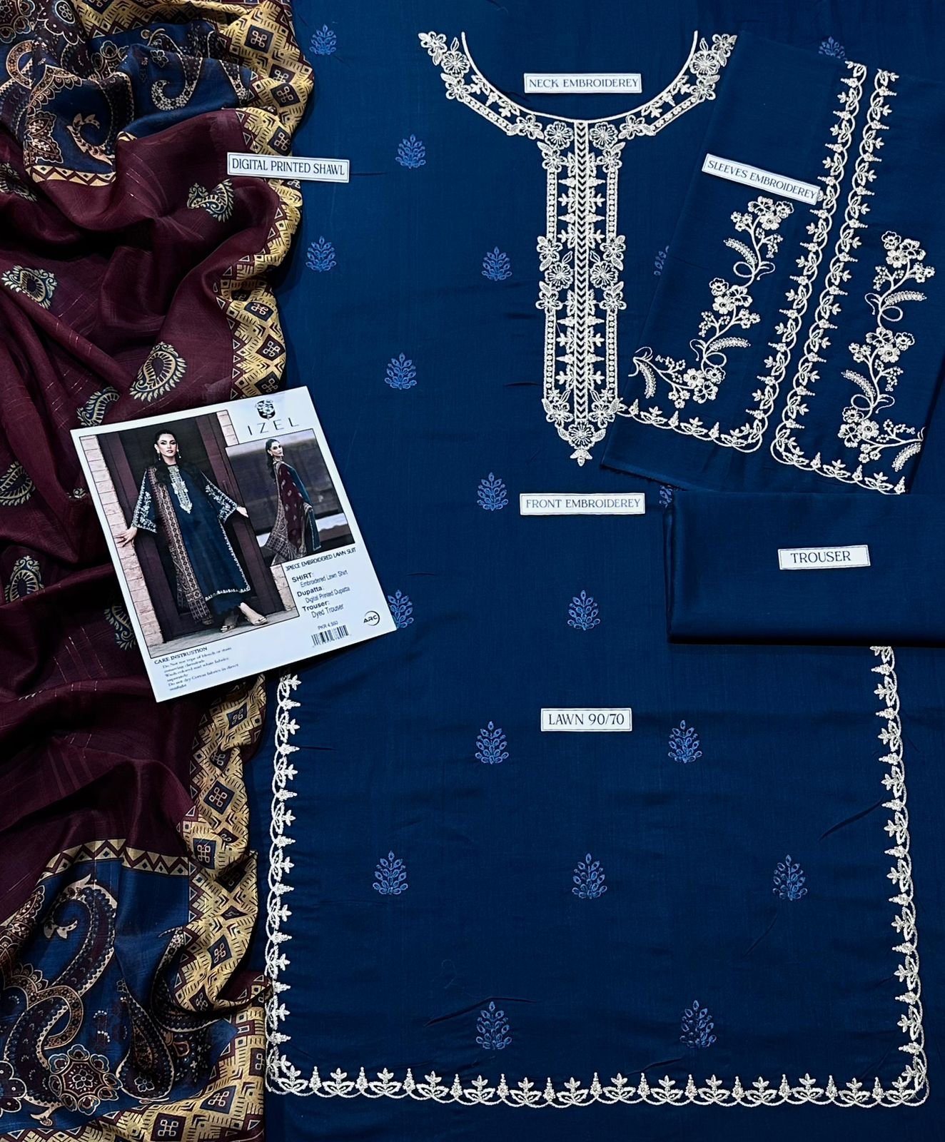 Mix Brands Lawn 3-Piece Embroidered Suit