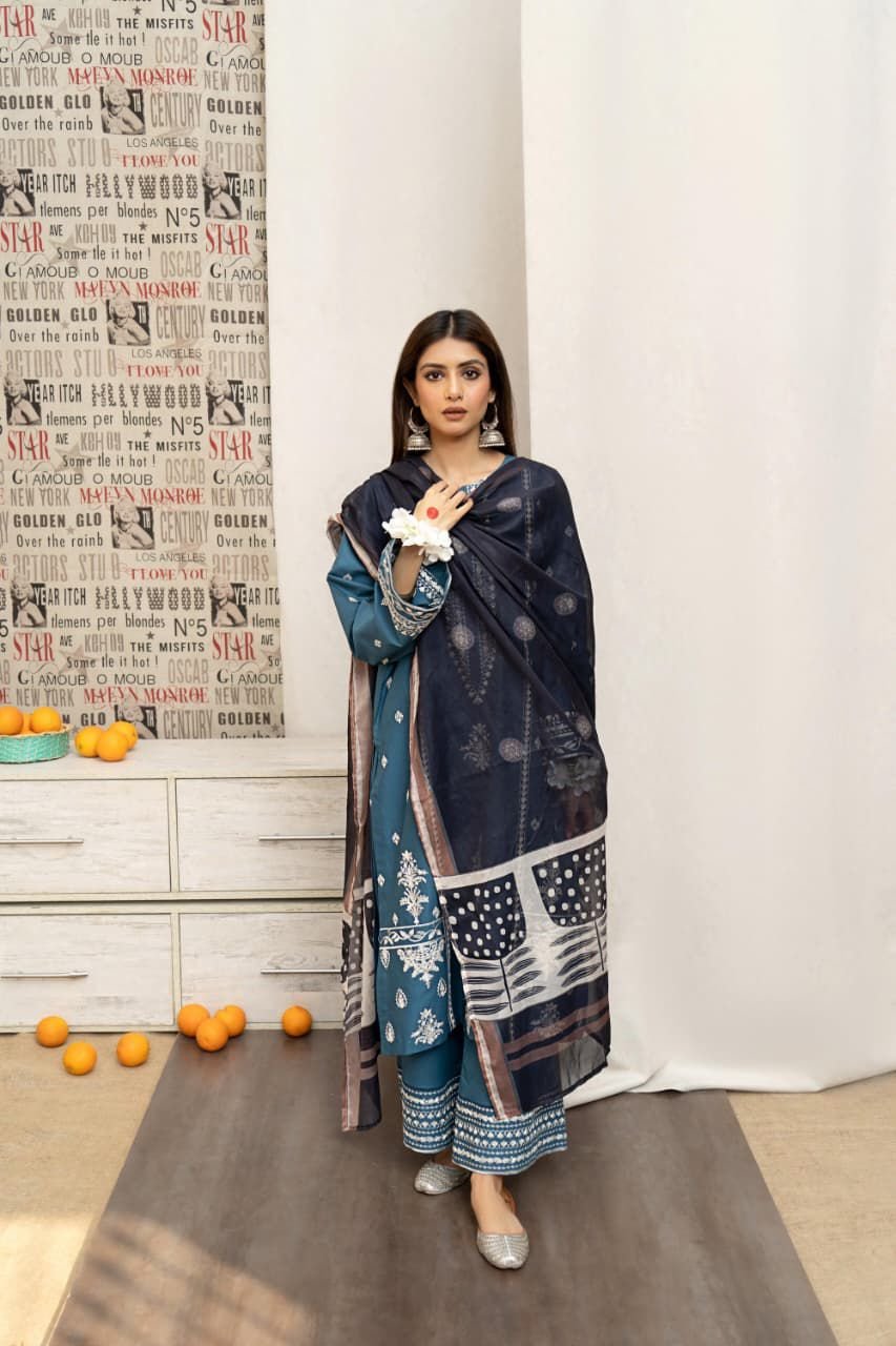 Embroidered Lawn 3-Piece Suit – Mix Brands (Multiple Colors Available)