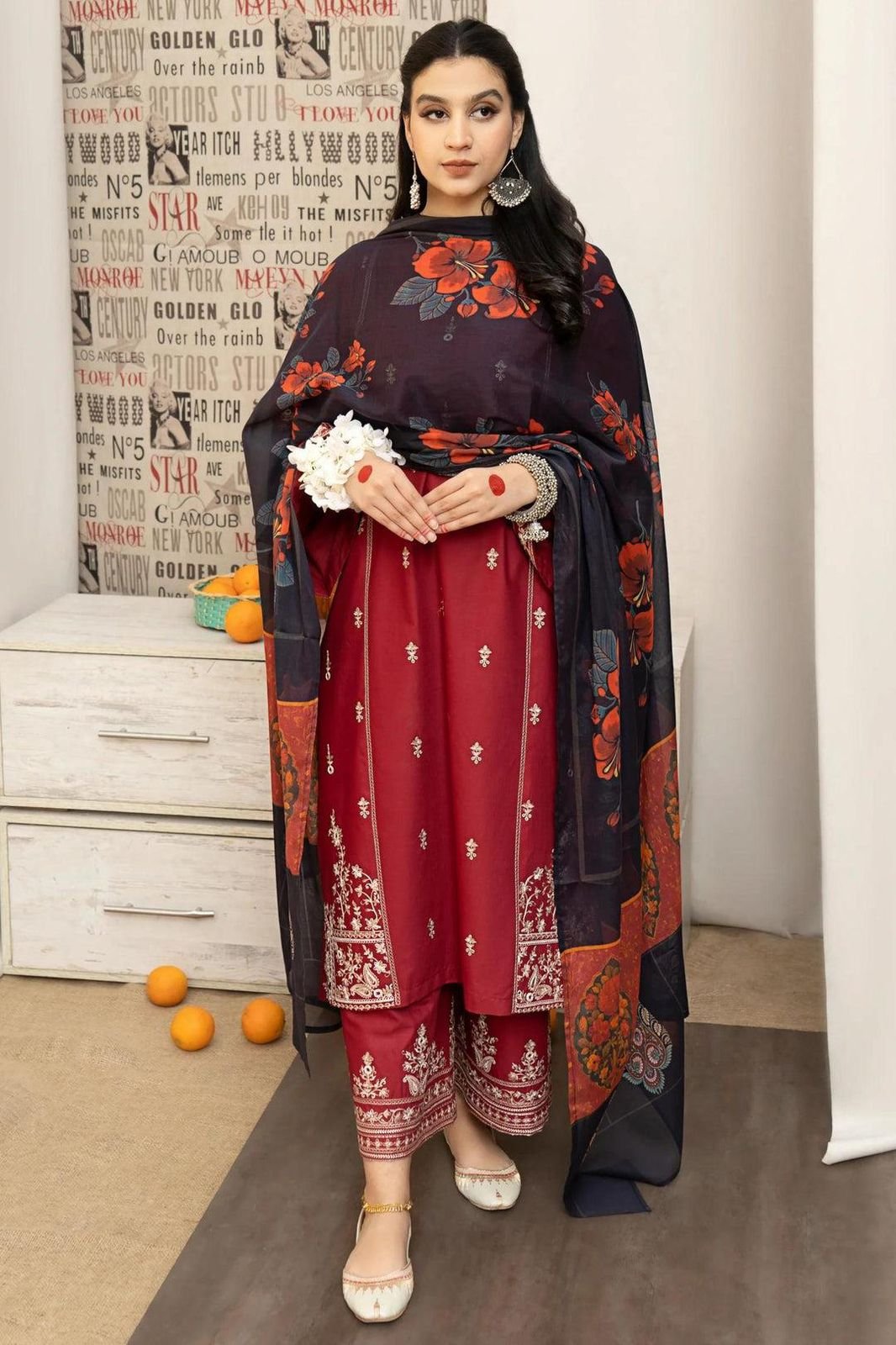 Embroidered Lawn 3-Piece Suit – Mix Brands (Multiple Colors Available)
