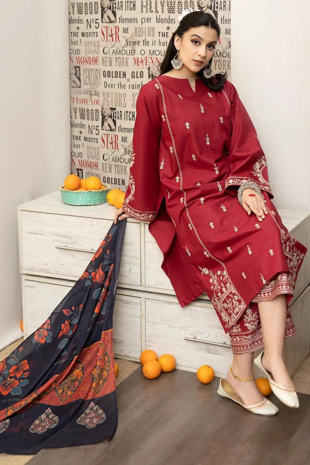 Embroidered Lawn 3-Piece Suit – Mix Brands (Multiple Colors Available)