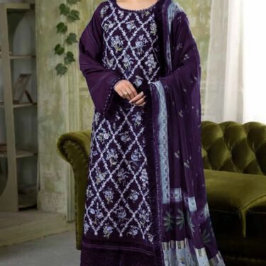 Elegant Lawn Printed 3-Piece Suit with Heavy Embroidery | Cash on Delivery Available