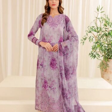 Elegant Lawn Printed 3-Piece Suit with Heavy Embroidery | Cash on Delivery Available