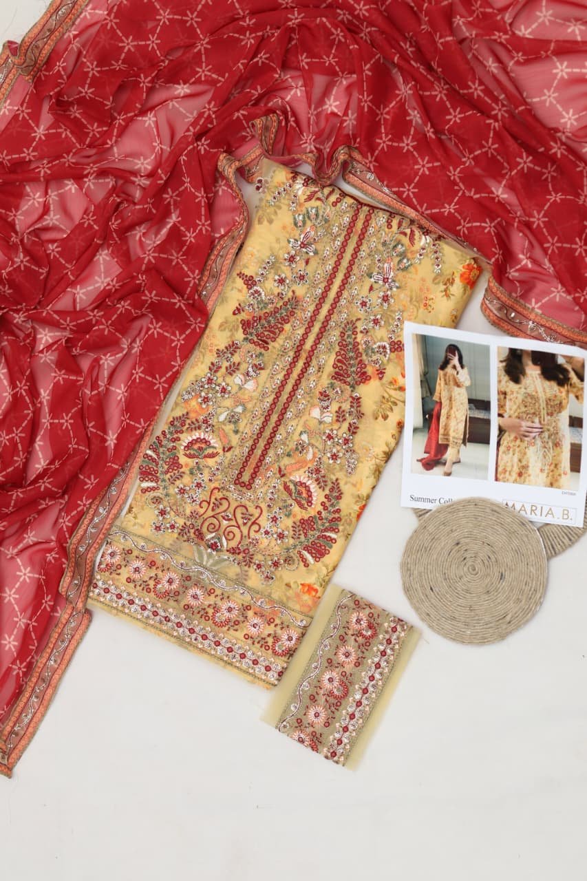 Summer Collection 2026 | Premium Embroidered Lawn 3-Piece with Chiffon Dupatta