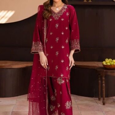 Mix Brands Lawn 3-Piece Chikankari Embroidered Suit – Lawn Shirt, Dyed Trouser & Digital Printed Dupatta