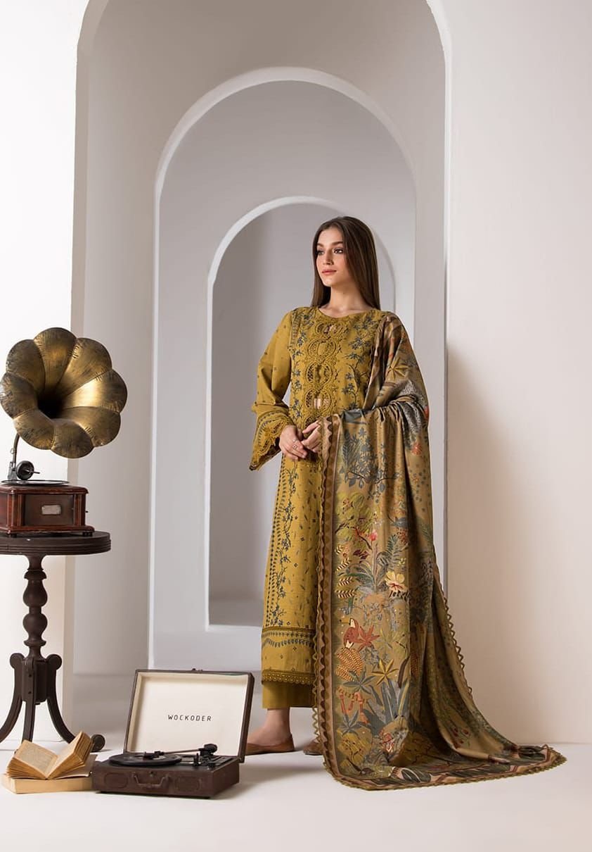 Lawn 3-Piece Embroidered Suit with Digital Diamond Dupatta (Wholesale Collection)