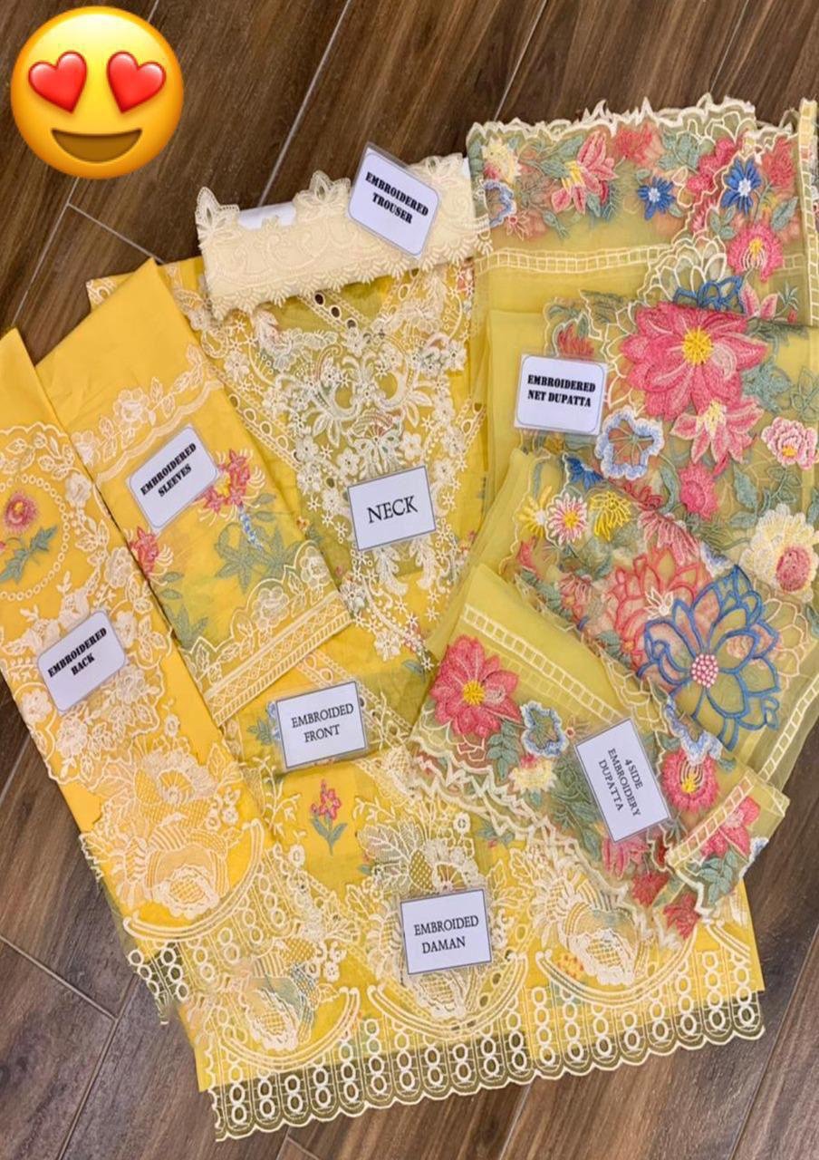 Crimson Luxury Chikankari Cotton Suit with Heavy Embroidery & Organza Dupatta