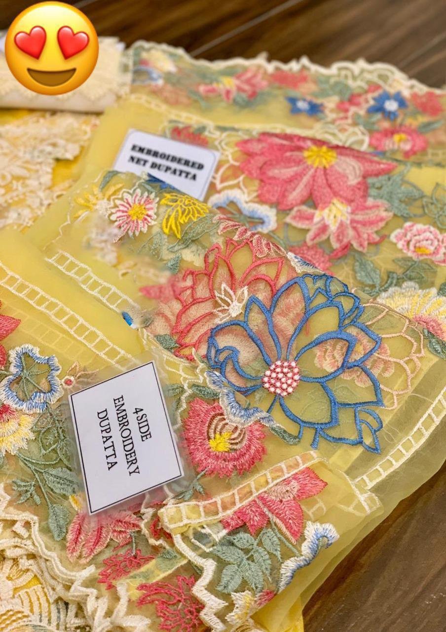 Crimson Luxury Chikankari Cotton Suit with Heavy Embroidery & Organza Dupatta