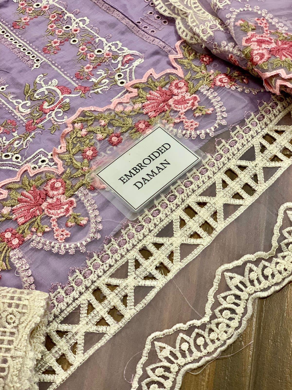 Luxury Lawn Collection – Fully Heavy Embroidered Suit with Cotton Net Dupatta