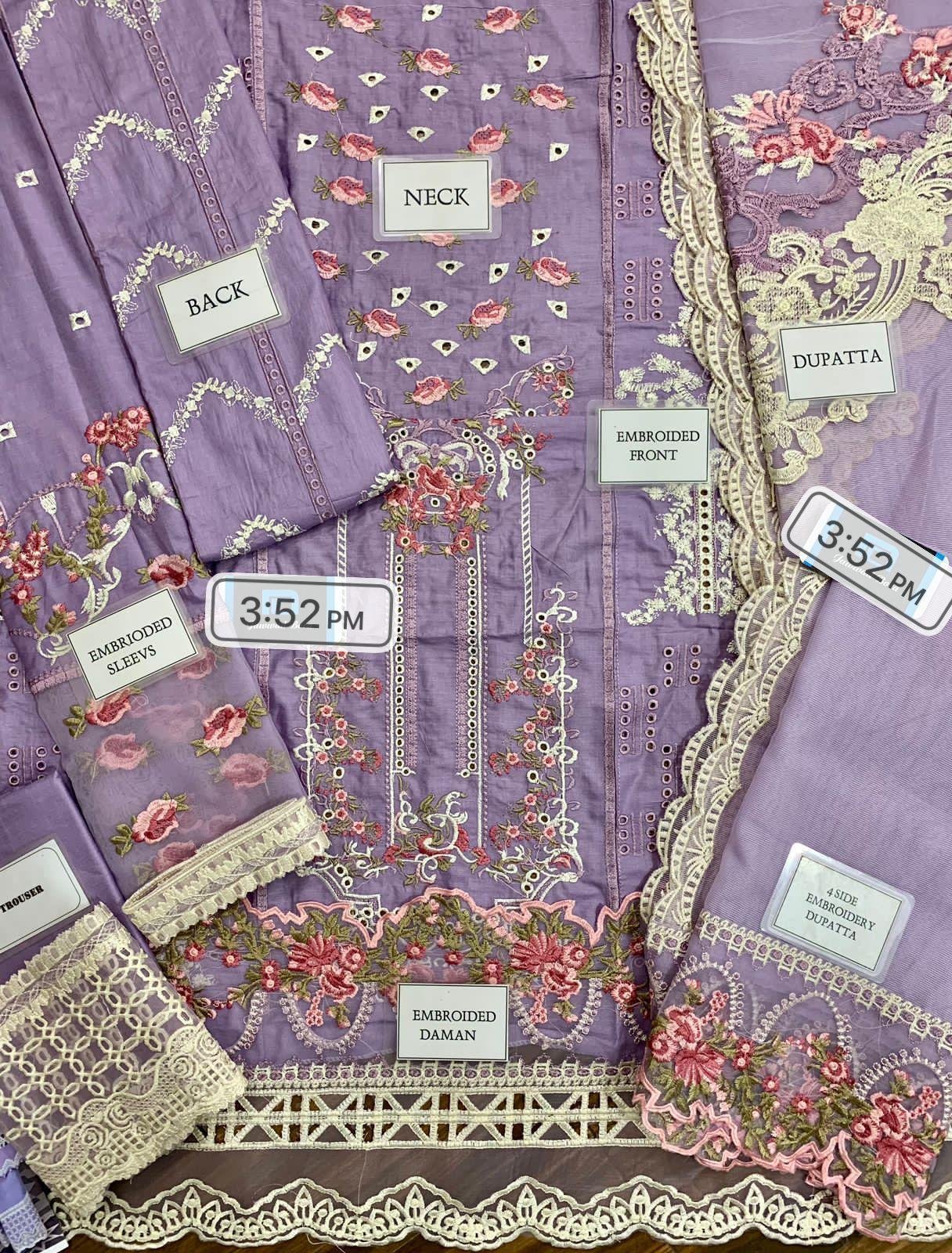 Luxury Lawn Collection – Fully Heavy Embroidered Suit with Cotton Net Dupatta