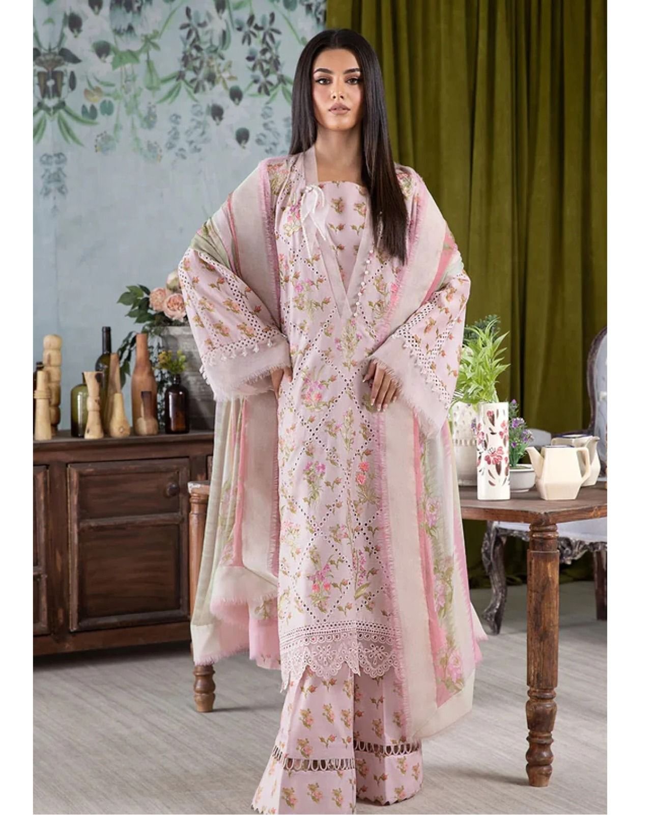 Summer Collection 2026 – 3Pc Printed Lawn Suit with Heavy Embroidery