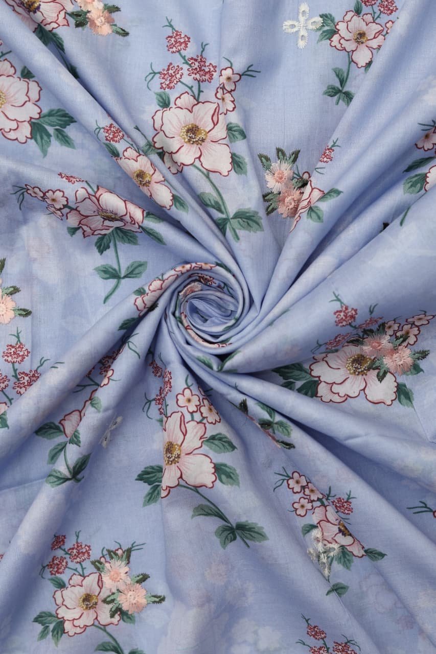 Summer Collection 2026 – 3Pc Printed Lawn Suit with Embroidered Patches & Chiffon Dupatta