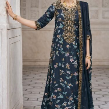 MI Designers Master Quality Embroidered Lawn Suit with Digital Printed Chiffon Dupatta
