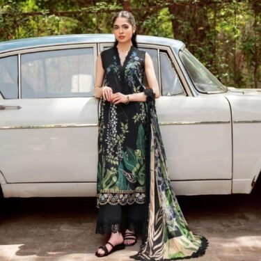 Asifa & Nabeel Lawn Suit – Printed Lawn with Embroidered Neckline & Chiffon Dupatta (Design YKL25-05)