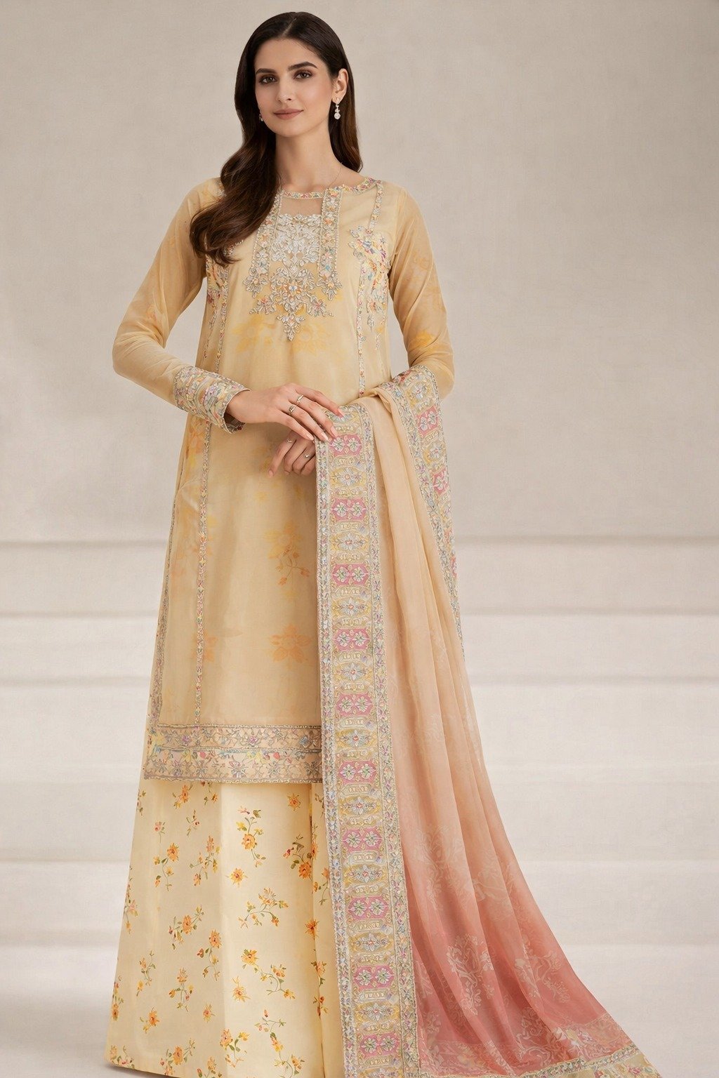 Asifa & Nabeel Lawn Suit – Printed Lawn with Embroidered Neckline & Chiffon Dupatta (Design YKL25-05)