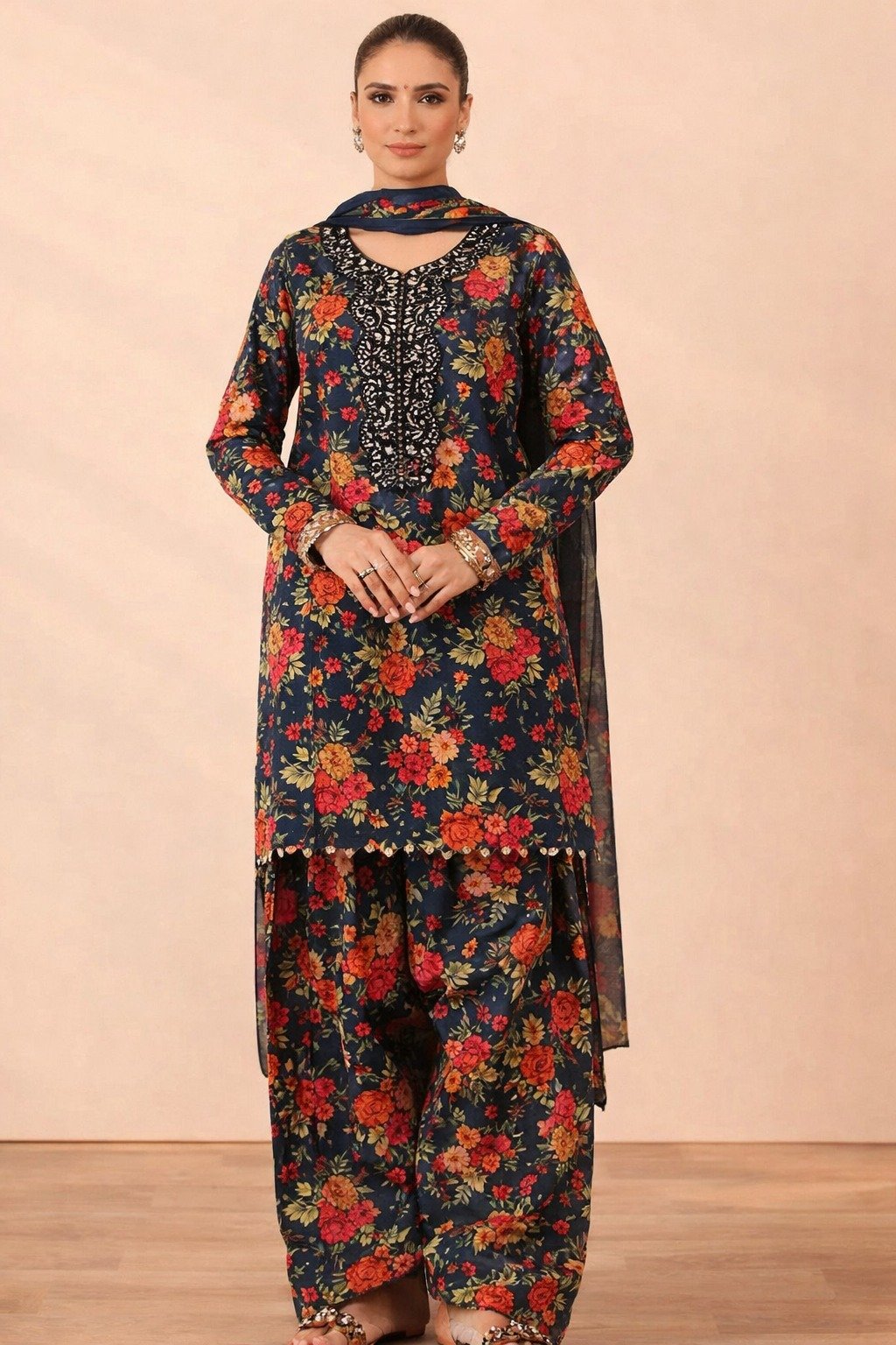 Asifa & Nabeel Lawn Suit – Printed Lawn with Embroidered Neckline & Chiffon Dupatta (Design YKL25-05)