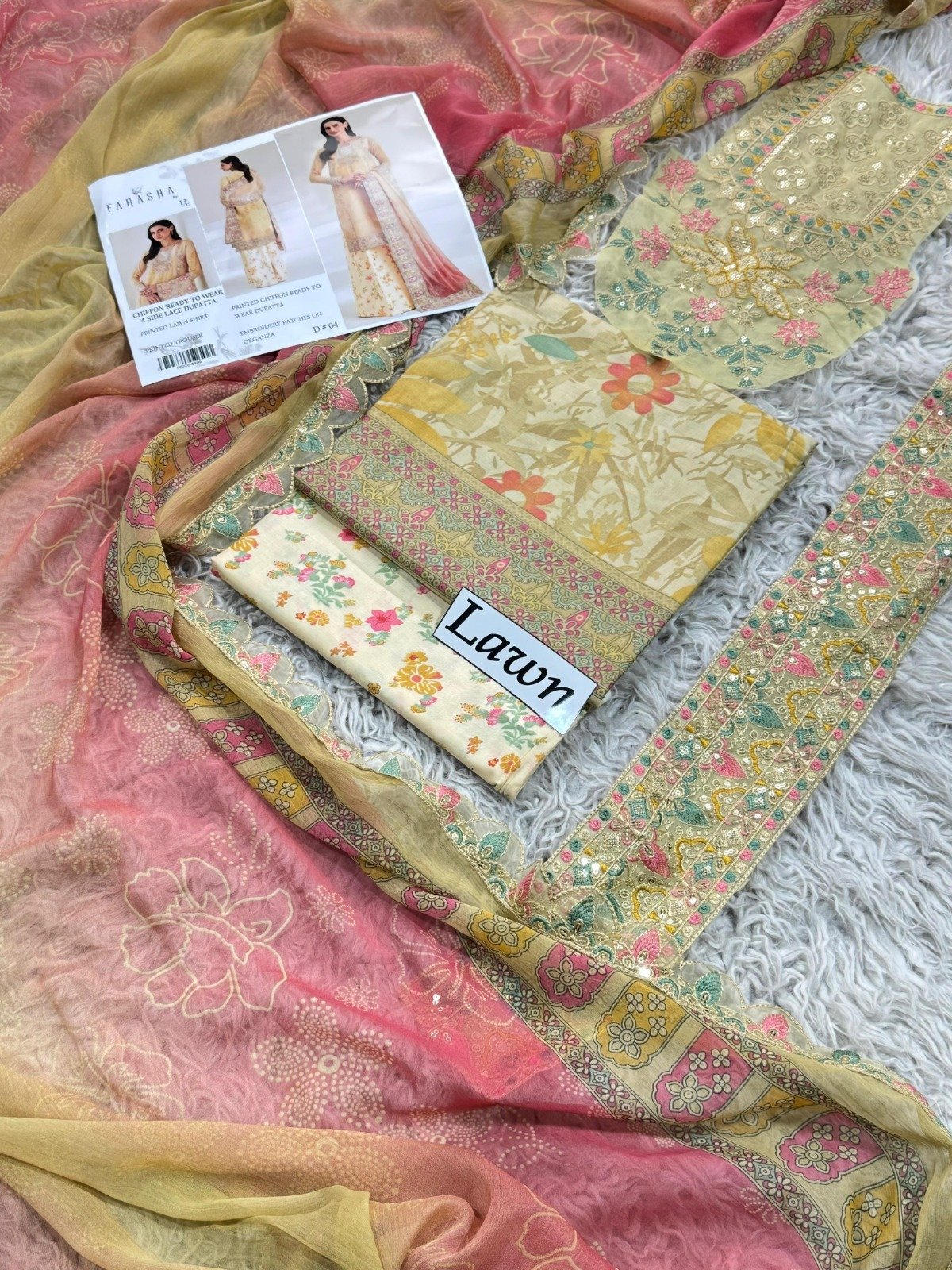 Asifa & Nabeel Lawn Suit – Printed Lawn with Embroidered Neckline & Chiffon Dupatta (Design YKL25-05)