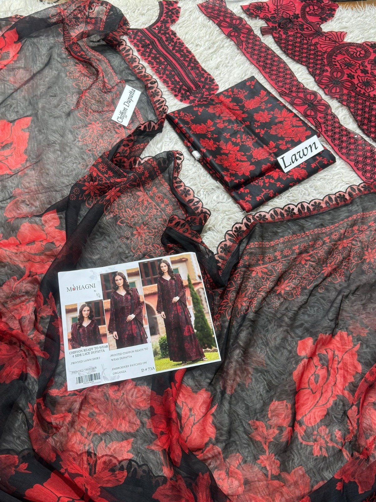 Asifa & Nabeel Lawn Suit – Printed Lawn with Embroidered Neckline & Chiffon Dupatta (Design YKL25-05)