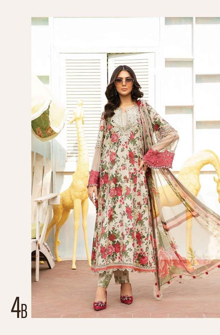 Aneela’s Lawn Suit – Unstitched Replica with Embroidered Chiffon Dupatta