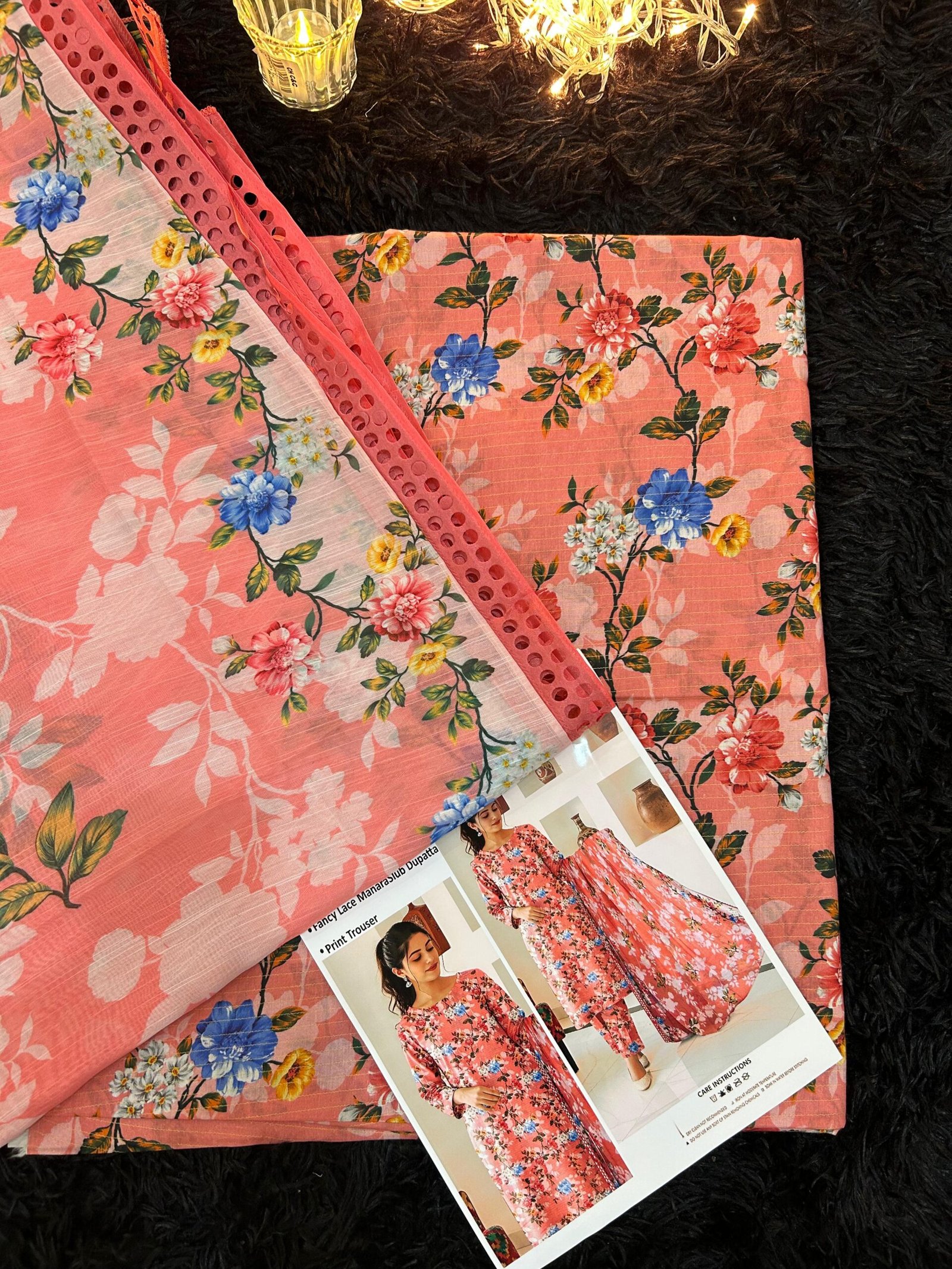 Summer Collection 2026 – 3Pc Printed Lawn Suit with Embroidered Patches & Digital Chiffon Dupatta