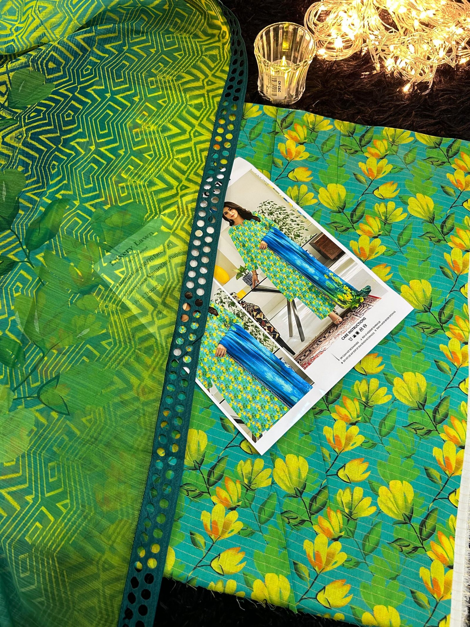 Summer Collection 2026 – 3Pc Printed Lawn Suit with Embroidered Patches & Digital Chiffon Dupatta