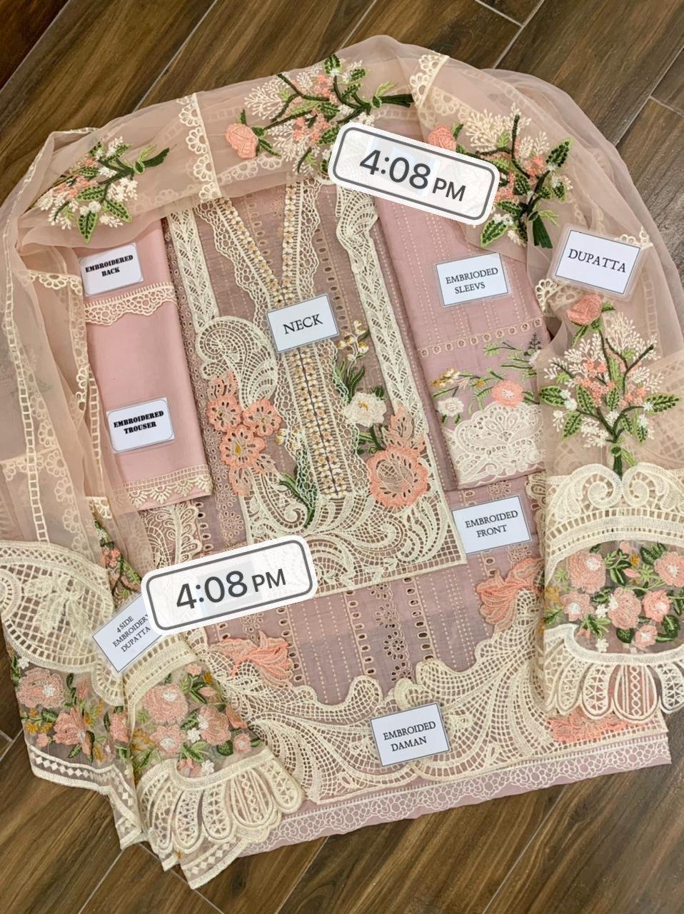 Crimson Luxury Lawn Collection – Heavy Schiffli Embroidered Suit with Organza Dupatta