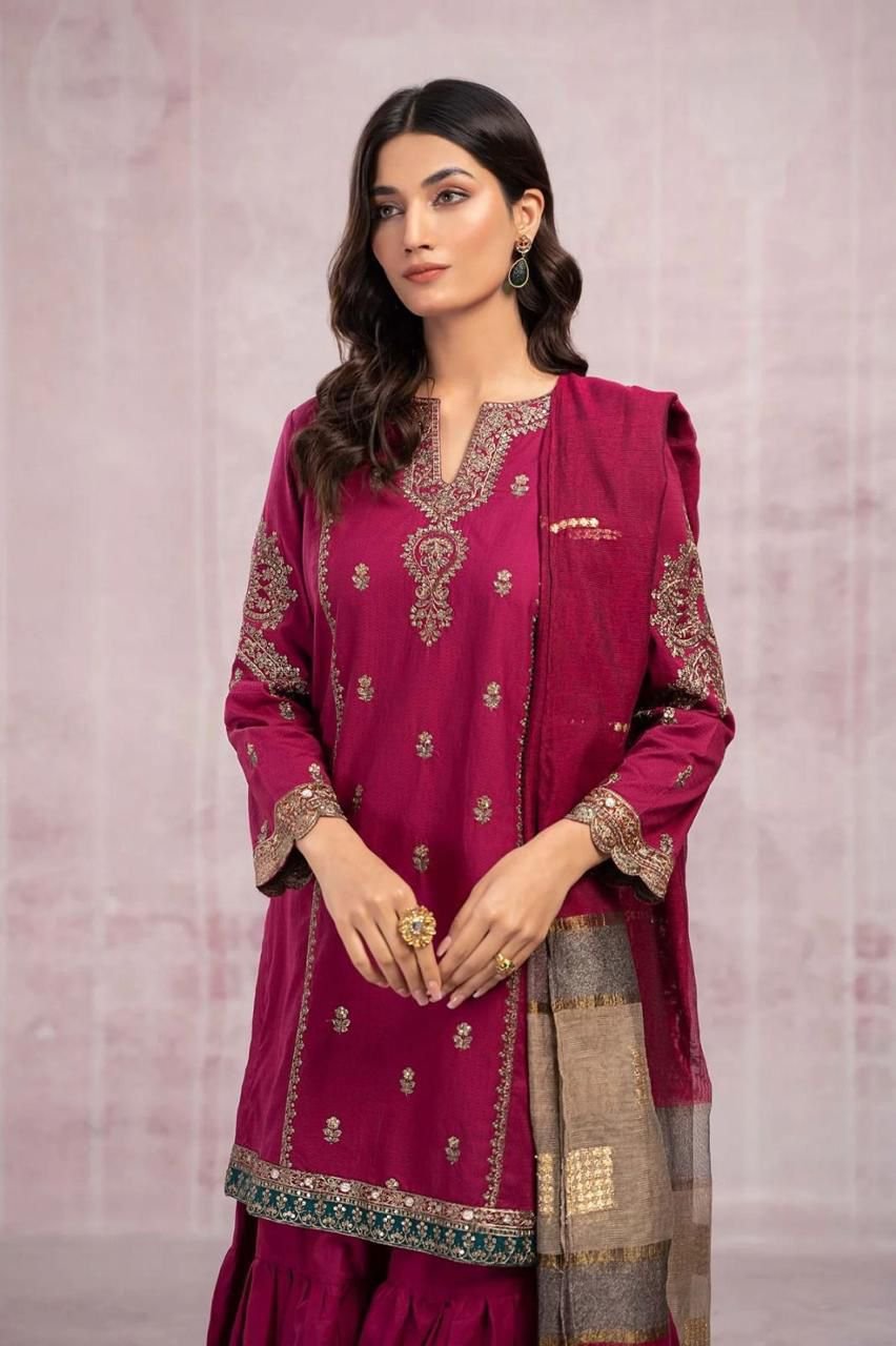 Lawn 3-Piece Embroidered Suit with Digital Printed Dupatta