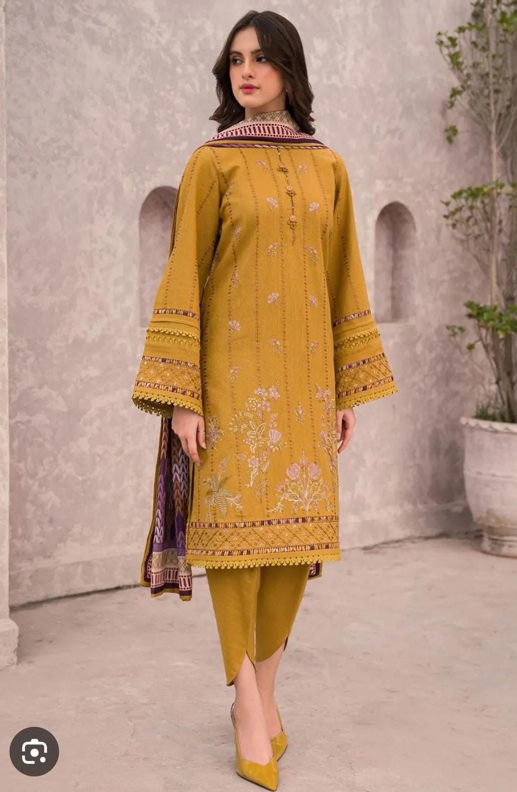 Lawn 3-Piece Embroidered Suit with Digital Printed Dupatta