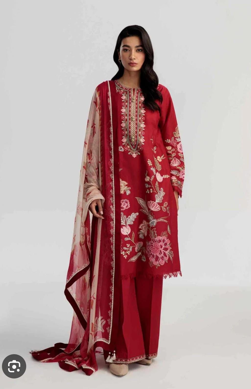 Lawn 3-Piece Embroidered Suit with Digital Printed Dupatta