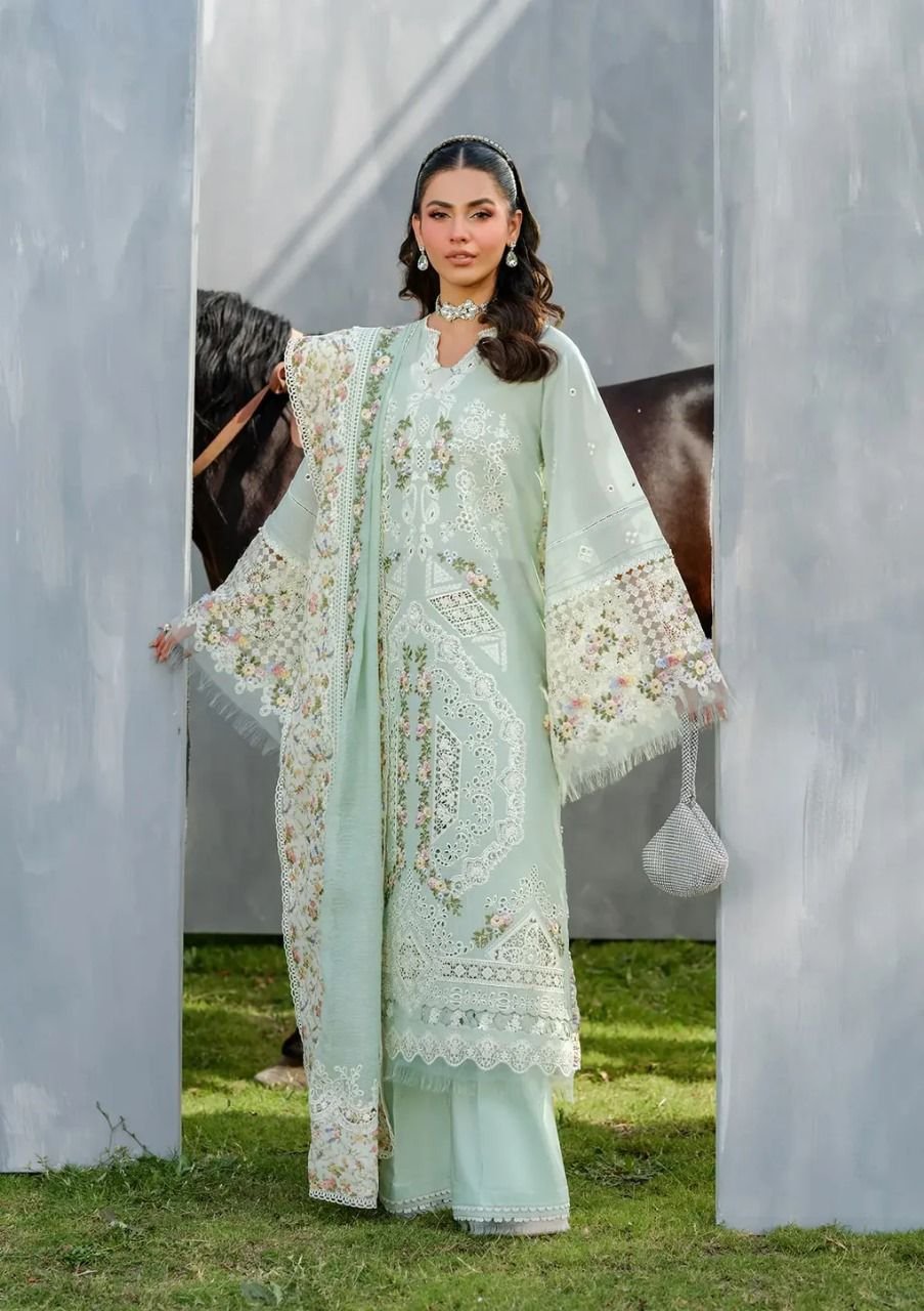 Wholesale Mix Brands Lawn 3PC Chikankari Embroidered Suit with Heavy Net Dupatta – Ready To Wear