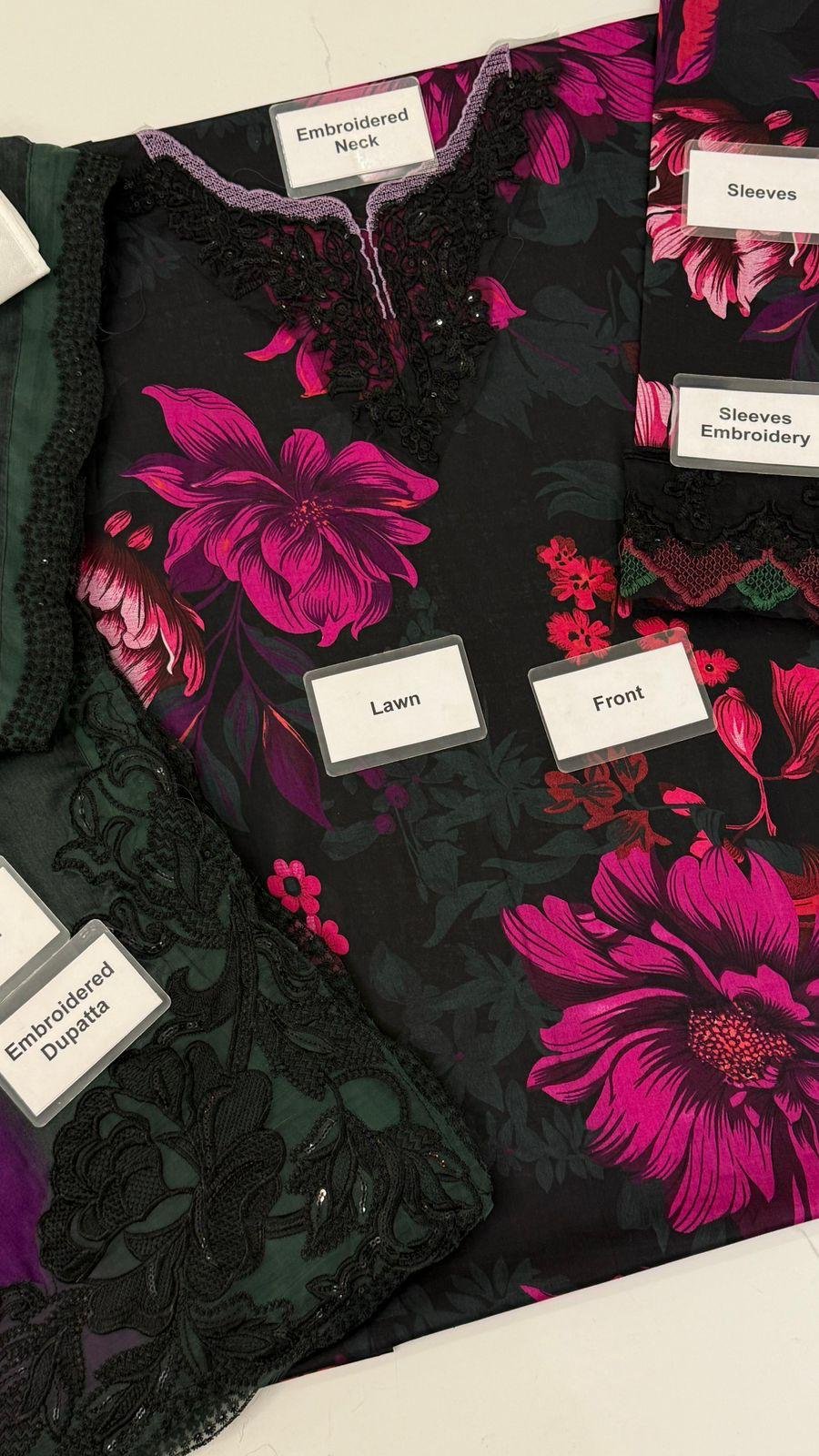 Iznik UE-339 Lawn 3PC Suit – Chiffon Embroidered Dupatta | AF TEX Embroidery Collection (Wholesale)