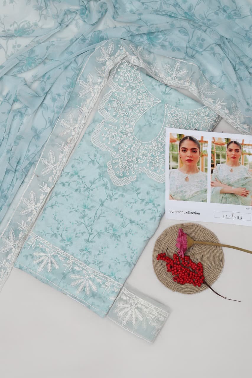 Summer Collection 2026 Premium Embroidered Lawn 3PC Suit with Ready-To-Wear Digital Chiffon Dupatta