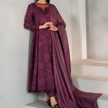 Unstitched Replica Digital Lawn Embroidered Suit with Digital Printed Silk Dupatta – 3PC