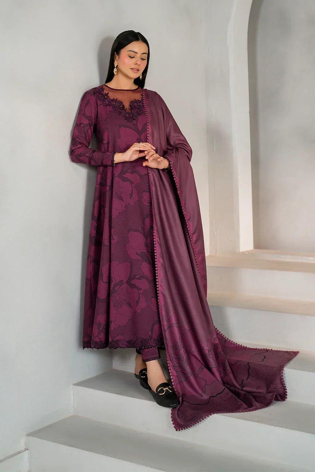 Unstitched Replica Digital Lawn Embroidered Suit with Digital Printed Silk Dupatta – 3PC