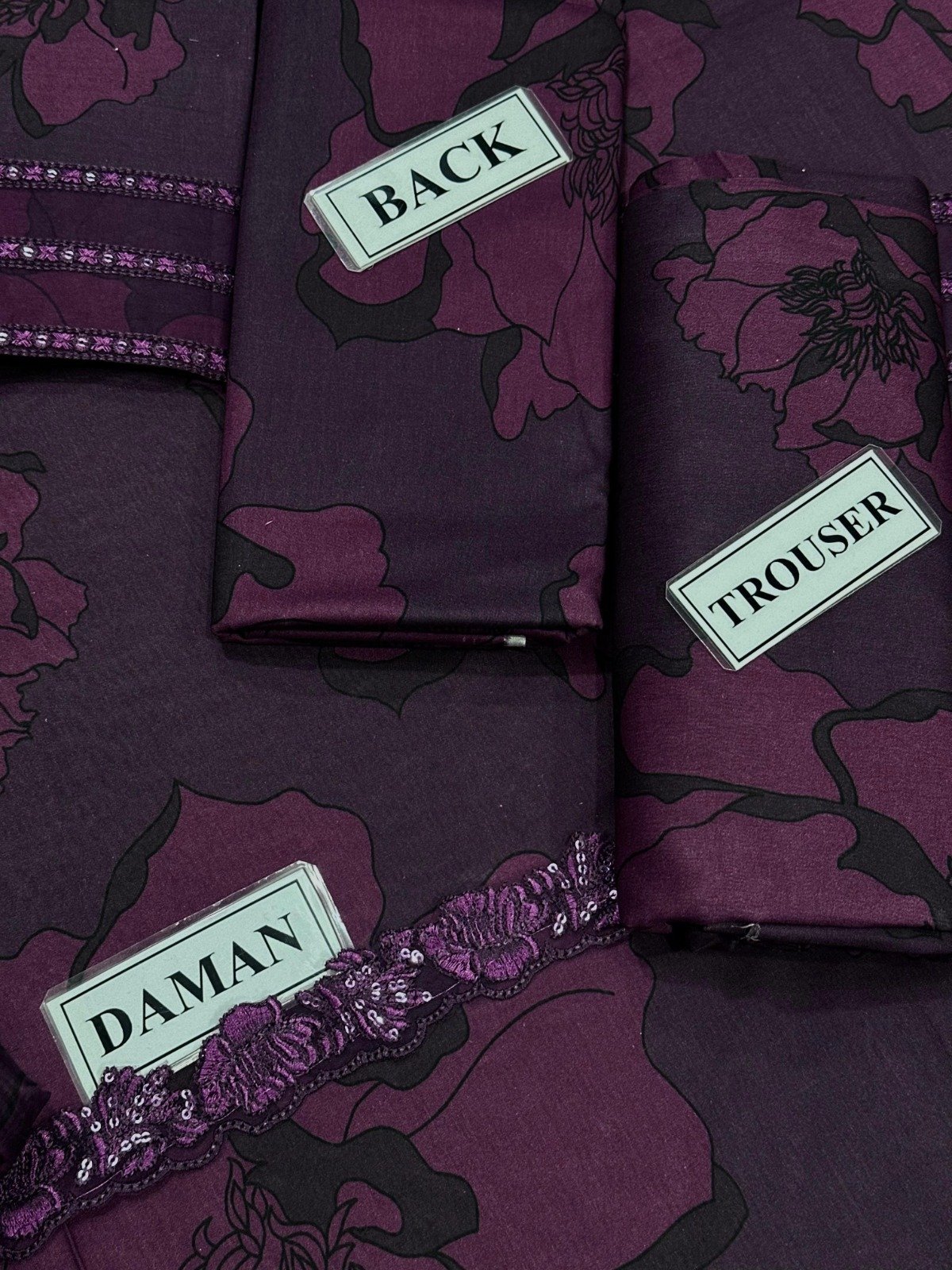 Unstitched Replica Digital Lawn Embroidered Suit with Digital Printed Silk Dupatta – 3PC